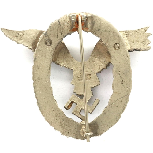 2305 - Reproduction Third Reich Pilots badge with makers name. P&P Group 1 (£14+VAT for the first lot and £... 