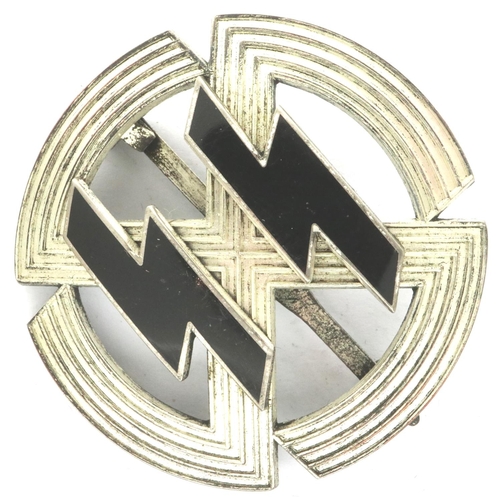 2308 - German Third Reich period silver grade enamelled SS Sports badge, marked verso M1/25. P&P Group 1 (£... 