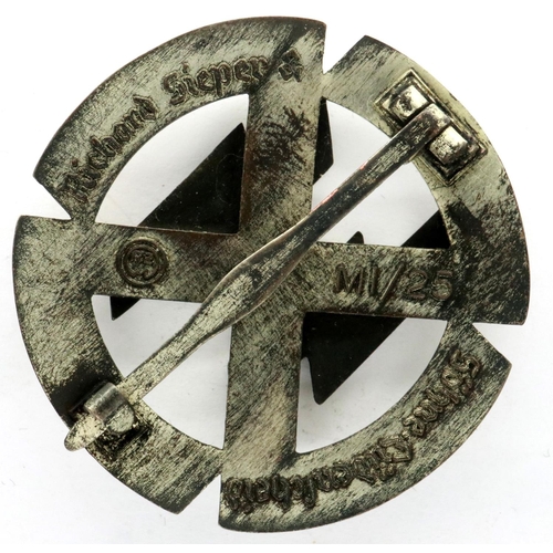 2308 - German Third Reich period silver grade enamelled SS Sports badge, marked verso M1/25. P&P Group 1 (£... 