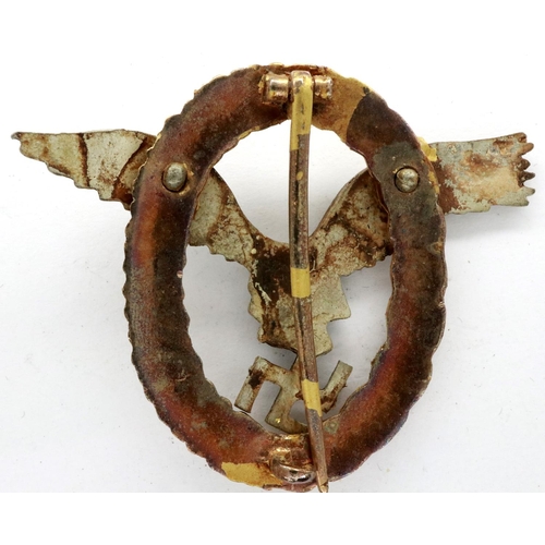 2311 - A Luftwaffe combined pilots/ observer badge, two-part construction marked Schwerin verso. P&P Group ... 