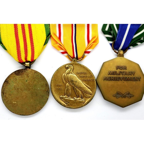 2329 - Three American military medals: Vietnam Service, Military Achievement and Asiatic Pacific Campaign. ... 