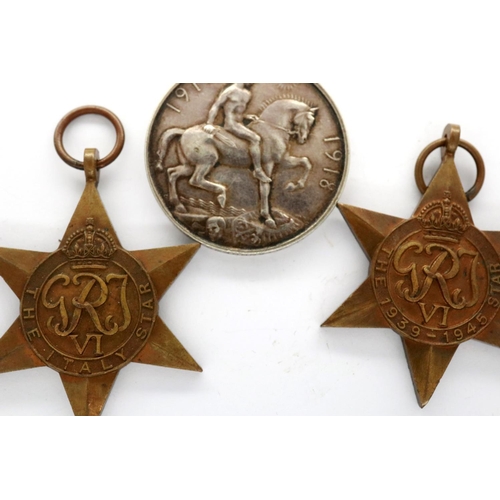 2338 - WWI BWM named to 38401 Pte G Andrews Cheshire Regiment, with a 1939-45 star and Italy star (3). P&P ... 