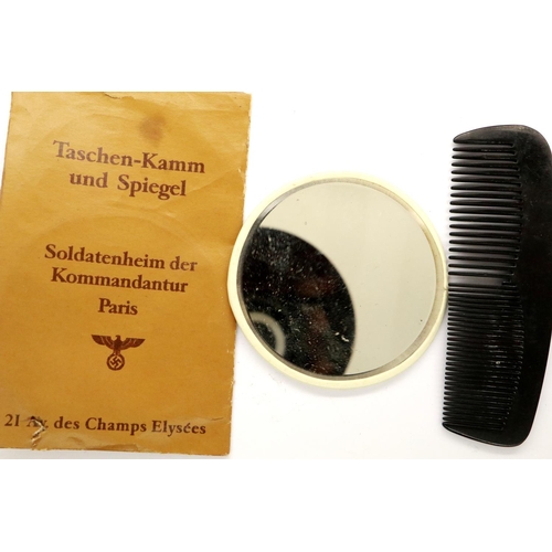 2346 - WWII German comb and mirror from the R & R Centre in Paris for soldiers on a break from the front. P... 