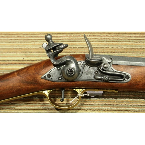 2222 - Replica Flintlock musket with full working mechanism and bayonet, (non firing). P&P Group 3 (£25+VAT... 