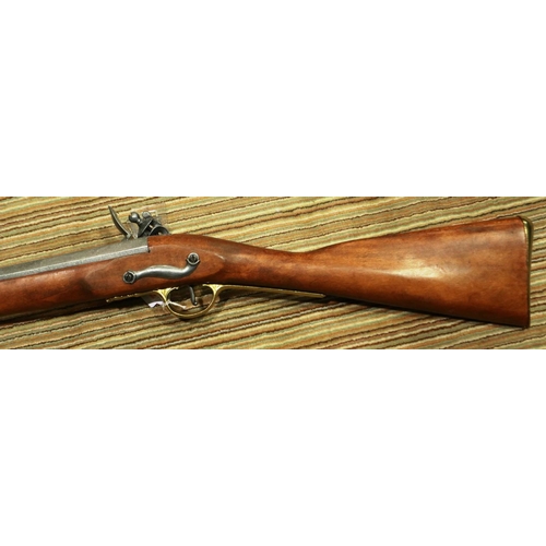 2222 - Replica Flintlock musket with full working mechanism and bayonet, (non firing). P&P Group 3 (£25+VAT... 