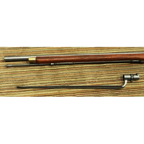 2222 - Replica Flintlock musket with full working mechanism and bayonet, (non firing). P&P Group 3 (£25+VAT... 