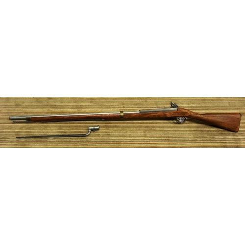 2223 - Replica Bess Flintlock rifle with bayonet. P&P Group 3 (£25+VAT for the first lot and £5+VAT for sub... 