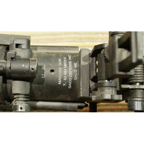 2224 - Full metal replica M60 LMG with approximately 160 inert rounds and round bag, fold down extending le... 