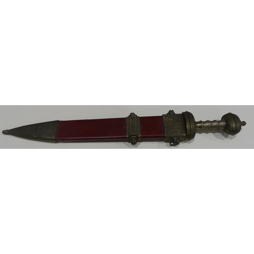 2116A - Detailed replica Roman Gladius with scabbard, brass hilt and mounts. Not available for in-house P&P