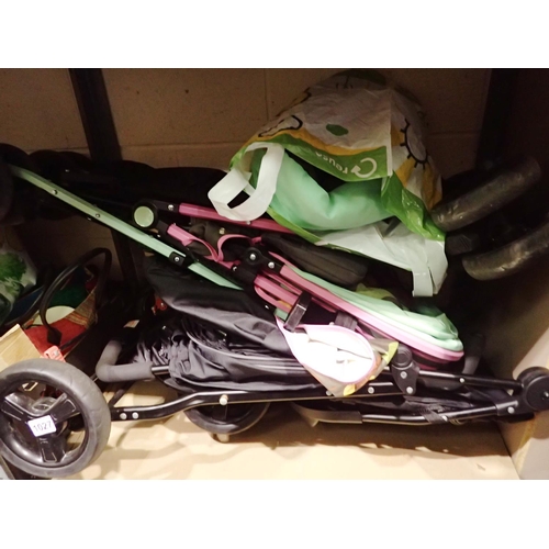 1027 - Two pushchairs and a quantity of accessories. Not available for in-house P&P