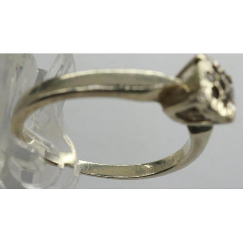 13 - 9ct white gold diamond set ring, size N, 2.2g, (one stone missing). P&P Group 1 (£14+VAT for the fir... 