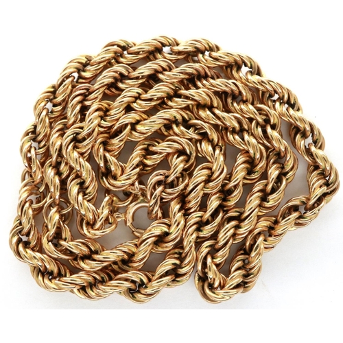 2 - 9ct gold rope neck chain, L: 46 cm, 9.4g. P&P Group 1 (£14+VAT for the first lot and £1+VAT for subs... 