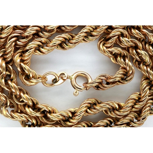 2 - 9ct gold rope neck chain, L: 46 cm, 9.4g. P&P Group 1 (£14+VAT for the first lot and £1+VAT for subs... 