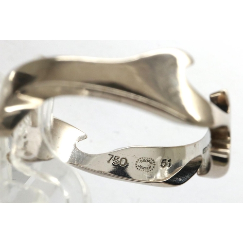 24 - Georg Jensen 18ct white gold Fusion design band ring, size M, 5.1g. P&P Group 1 (£14+VAT for the fir... 