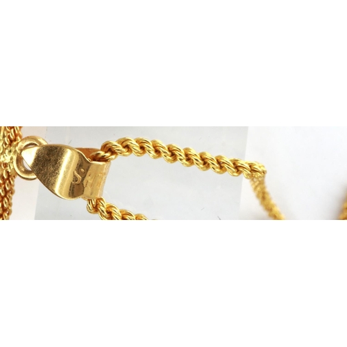 39 - 22ct gold neck chain, L: 56 cm, with a large Arabic inscribed pendant, combined 24.6g. P&P Group 1 (... 