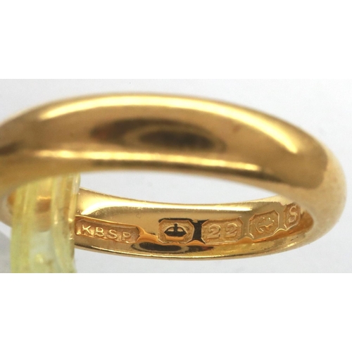 4 - 22ct gold wedding band, size J, 6.8g. P&P Group 1 (£14+VAT for the first lot and £1+VAT for subseque... 