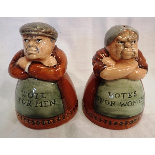 1309 - Royal Doulton votes for women cruet, H: 8 cm. P&P Group 2 (£18+VAT for the first lot and £3+VAT for ... 