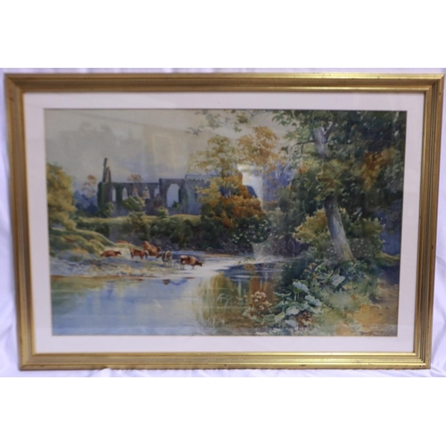 2008 - A 19th century watercolour, Tintern Abbey, indistinctly signed, 71 x 35 cm. Not available for in-hou... 