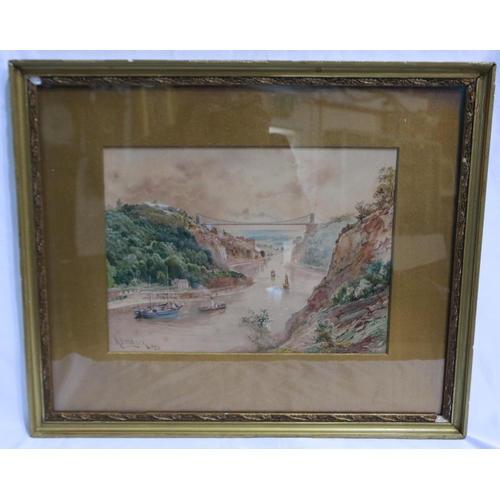 2009 - Alexander Handcock (1853-1932): watercolour, The Avon Gorge - Clifton Bridge from Leigh Woods - 1903... 