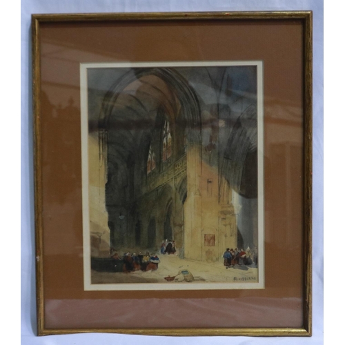 2011 - R Griffiths (19th century): watercolour, Cathedral interior, 19 x 25 cm. Not available for in-house ... 