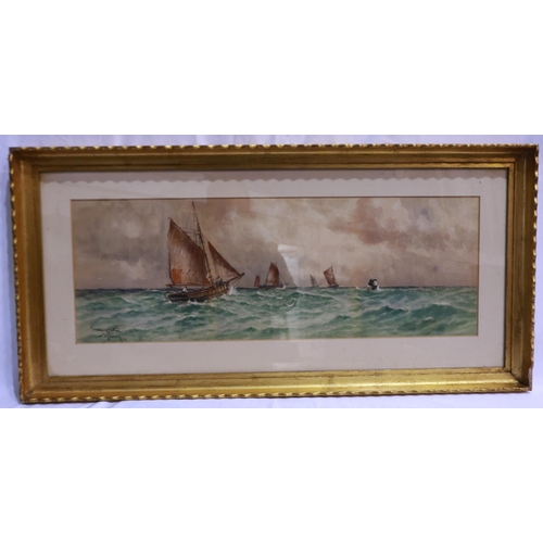 2015 - William Henry Pearson (B. 1914): watercolour, Trawlers off Spithead, 71 x 25 cm. Not available for i... 