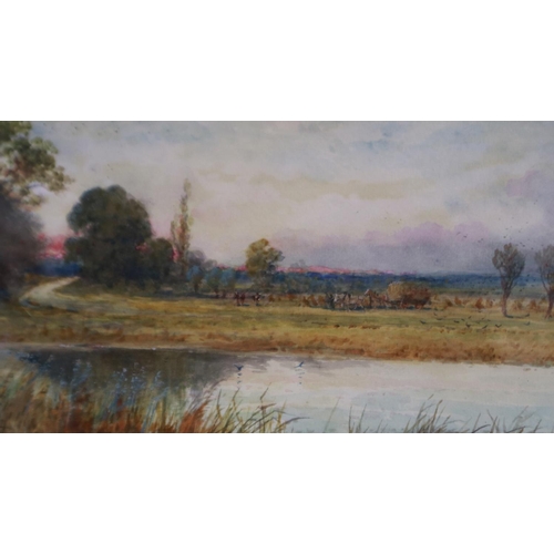 2018 - Arthur Reginald Willett (1868-1951): watercolour, rural riverside landscape with farming figures and... 