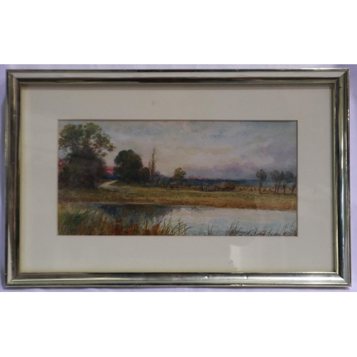 2018 - Arthur Reginald Willett (1868-1951): watercolour, rural riverside landscape with farming figures and... 