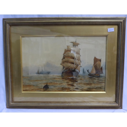 2019 - Robert Allensmore Lowe (B. 1873): watercolour, vessels in calm water, 53 x 35 cm. Not available for ... 