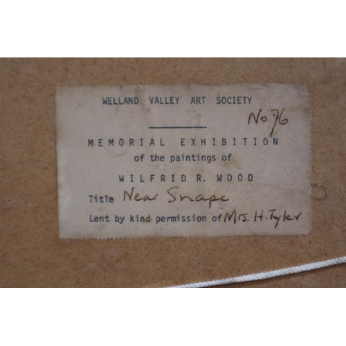 2027 - Wilfrid R Wood (1888-1976): watercolour, Near Snape, label verso for the artists Memorial Exhibition... 