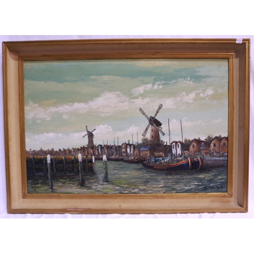 2029 - Christopher Phillips (20th century): oil on board, Dutch canal scene, 92 x 59 cm. Not available for ... 