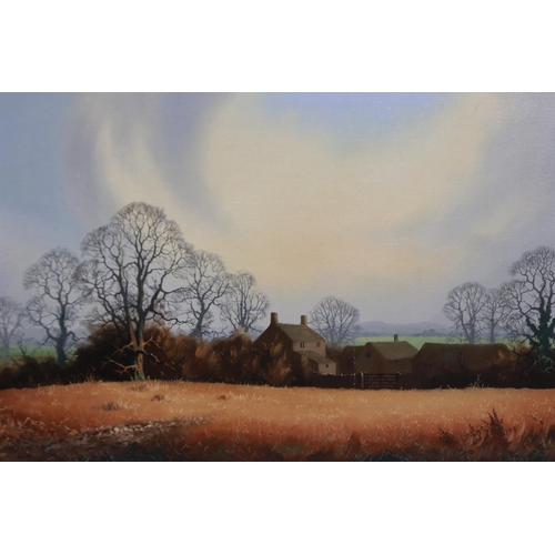 2038 - *** WITHDRAWN *** Vincent Selby (1919-2004): oil on board, autumnal country landscape, 79 x 39 cm. N... 