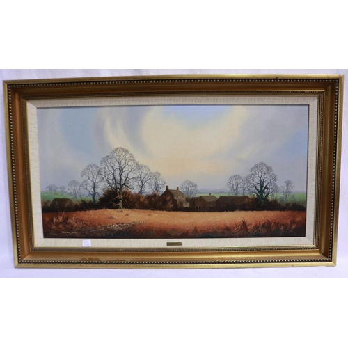 2038 - *** WITHDRAWN *** Vincent Selby (1919-2004): oil on board, autumnal country landscape, 79 x 39 cm. N... 