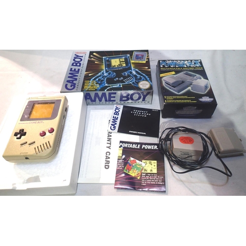 2066 - Nintendo Gameboy: handheld game system, c.1989, boxed, no battery cover, with an aftermarket recharg... 