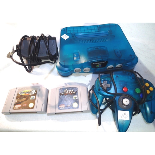 2078 - Nintendo N64 control deck, model NUS-001, with one controller (no power supply), and two game cartri... 