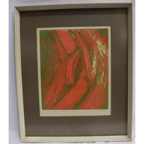 2055 - Richard Wood (20th century): limited edition pencil signed coloured engraving, abstract splintering ... 