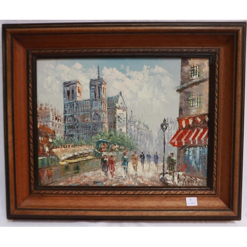 2057 - Caroline Burnett (1877-1950): impasto oil on canvas, Parisian street scene, 39 x 29 cm. P&P Group 2 ... 