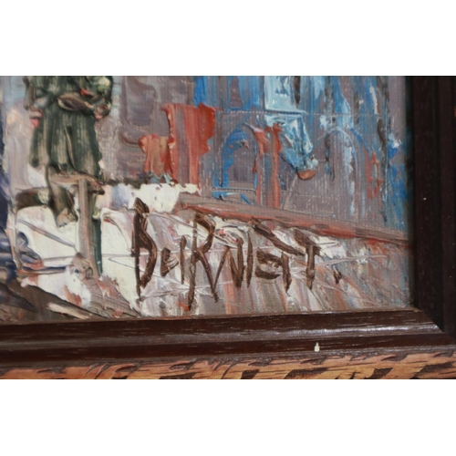 2057 - Caroline Burnett (1877-1950): impasto oil on canvas, Parisian street scene, 39 x 29 cm. P&P Group 2 ... 