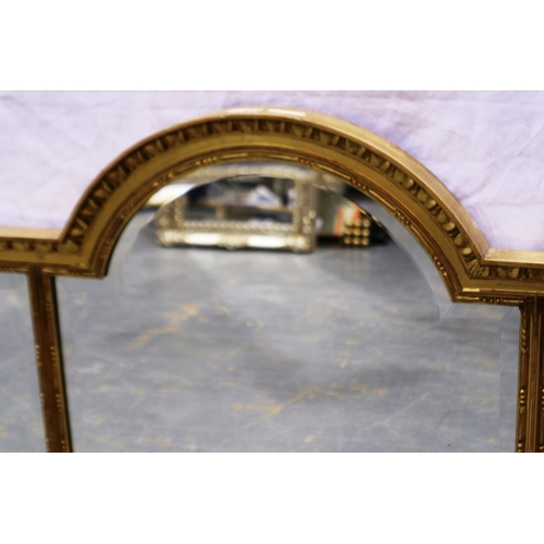 2065 - A 19th century Triptych over mantel mirror with bevelled glass and gilt wood frame, overall 116 x 69... 