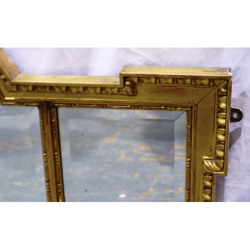 2065 - A 19th century Triptych over mantel mirror with bevelled glass and gilt wood frame, overall 116 x 69... 