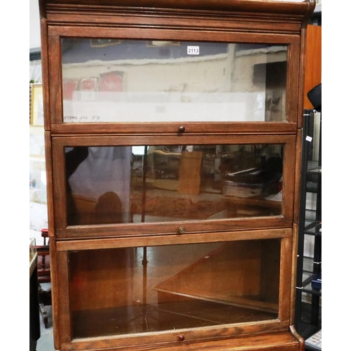 2113 - An early 20th century oak Minty sectioned five tier bookcase in the style of Globe Wernicke, 88 x 42... 