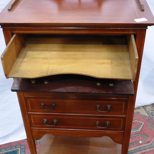 2119 - An Edwardian inlaid walnut music chest comprising flight of five drawers with hinged fascias, 53 x 3... 