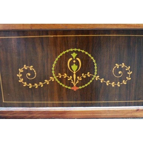 2095 - An Edwardian inlaid mahogany display cabinet, with single glazed door and three interior shelves, 65... 