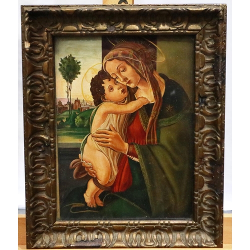 2030A - George Burrows after Sandro Botticelli (1446 - 1510): 19th century oil on copper panel, Madonna and ... 