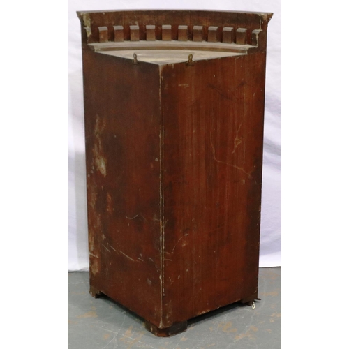 2144 - A George III walnut wall hanging corner cupboard, barrel front with three interior shelves, W: 76 cm... 