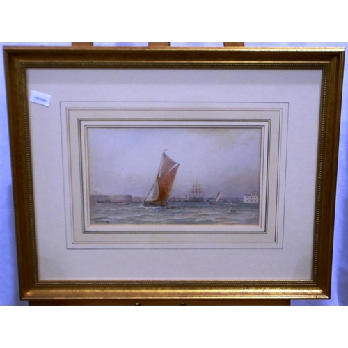 2023B - George Gregory (1849-1938): watercolour, Shipping - Portsmouth Harbour Entrance - 1907, 35 x 20 cm. ... 