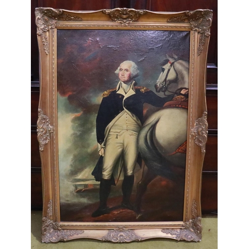 2040A - A late 19th/early 20th century pastiche oil on canvas, George Washington 59 x 90 cm, unsigned, the i... 