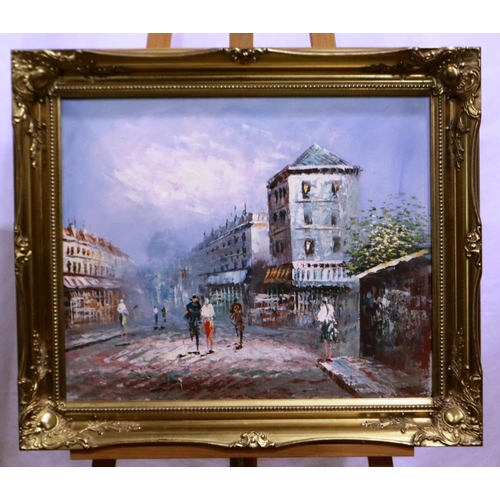 2060 - In the manner of Caroline Burnett (1877-1950): oil on canvas, Parisian street scene, unsigned, 60 x ... 