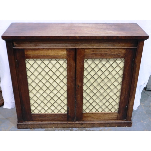 2147 - A 19th century rosewood bookcase with latticed doors and single interior shelf, 100 x 33 x 82 cm H, ... 