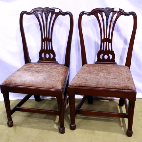 2150 - A trio of George II walnut chairs each with reeded supports and upholstered drop in seats. Not avail... 