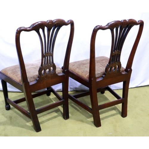 2150 - A trio of George II walnut chairs each with reeded supports and upholstered drop in seats. Not avail... 